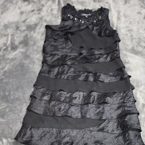 SL Fashions Black Beaded Dress